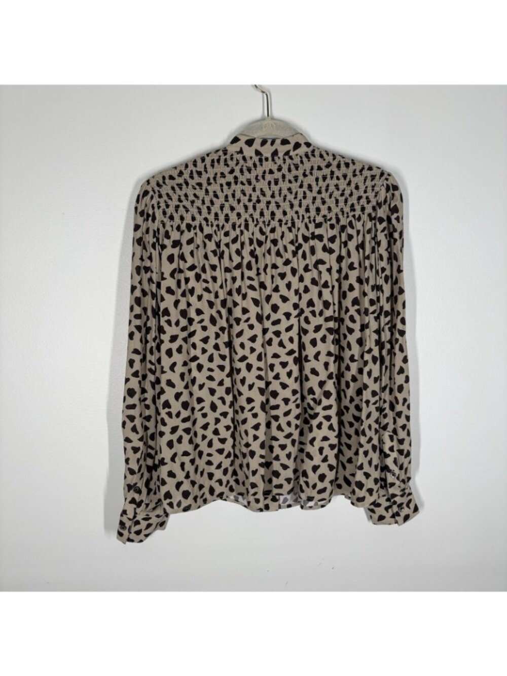Thakoon Women M AL Beige Combo Long Sleeve Animal Printed Smocked Top NWT - Picture 15 of 15